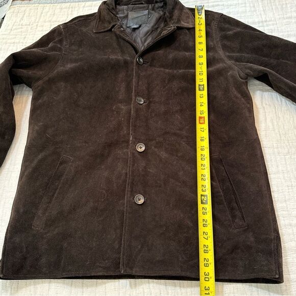 J. Crew Men's Suede Leather Jacket Medium Brown Quilted Lining Heavy Ranch - Picture 4 of 9